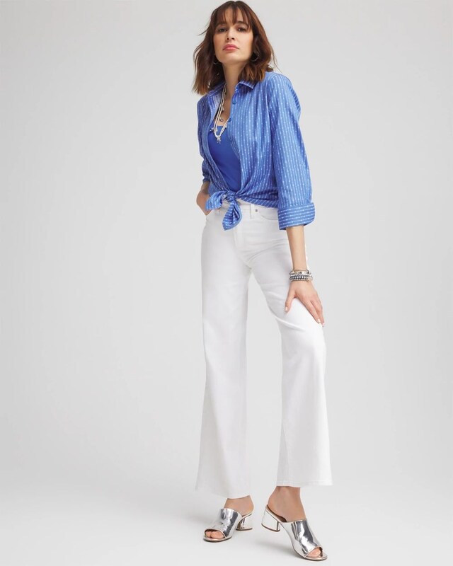 No Iron Dot Stripe Stretch Shirt - image 2